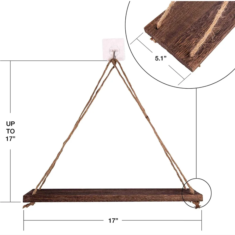 Rustic Brown Shelves, Boho, Shelves 2 Pack